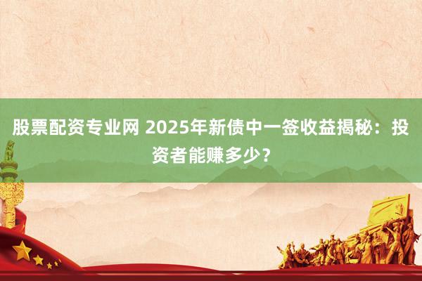 股票配资专业网 2025年新债中一签收益揭秘：投资者能赚多少？
