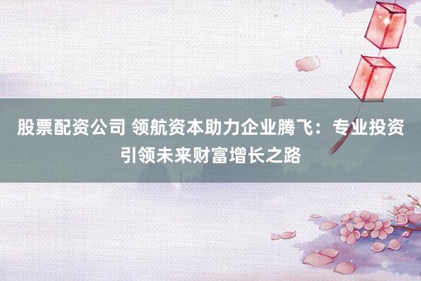 股票配资公司 领航资本助力企业腾飞：专业投资引领未来财富增长之路