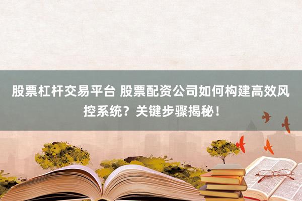 股票杠杆交易平台 股票配资公司如何构建高效风控系统？关键步骤揭秘！