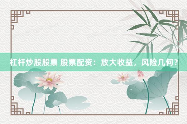 杠杆炒股股票 股票配资：放大收益，风险几何？
