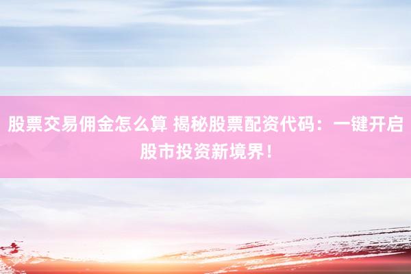 股票交易佣金怎么算 揭秘股票配资代码：一键开启股市投资新境界！