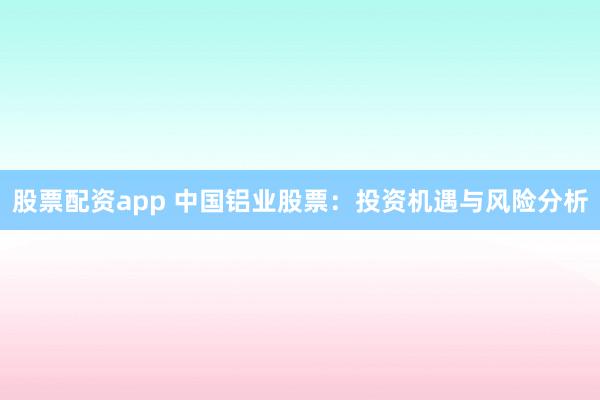 股票配资app 中国铝业股票：投资机遇与风险分析