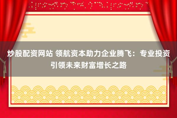 炒股配资网站 领航资本助力企业腾飞：专业投资引领未来财富增长之路